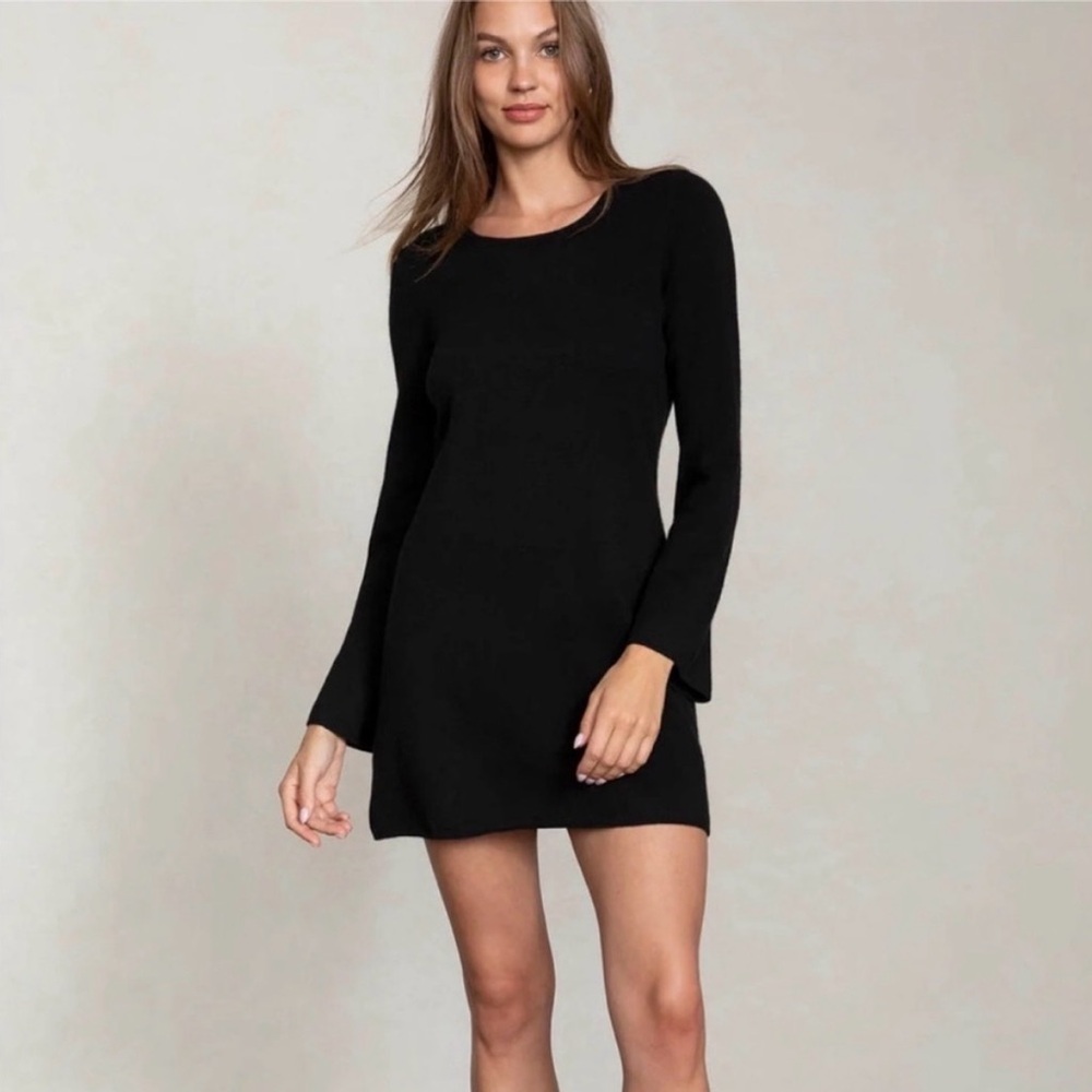 Naked Cashmere Khloe Bell Sleeve Mini Dress Black S